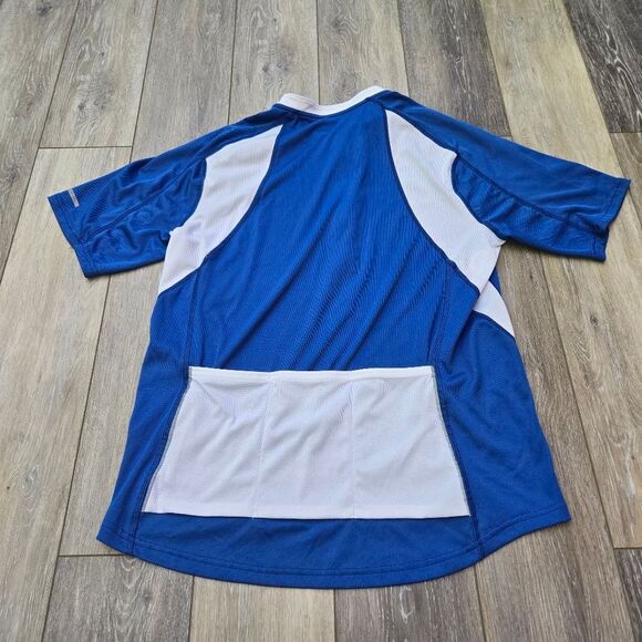 EMS Cycling bike Jersey Back Pockets Chest Zipper Reflective Accent Mens Med - Picture 2 of 10